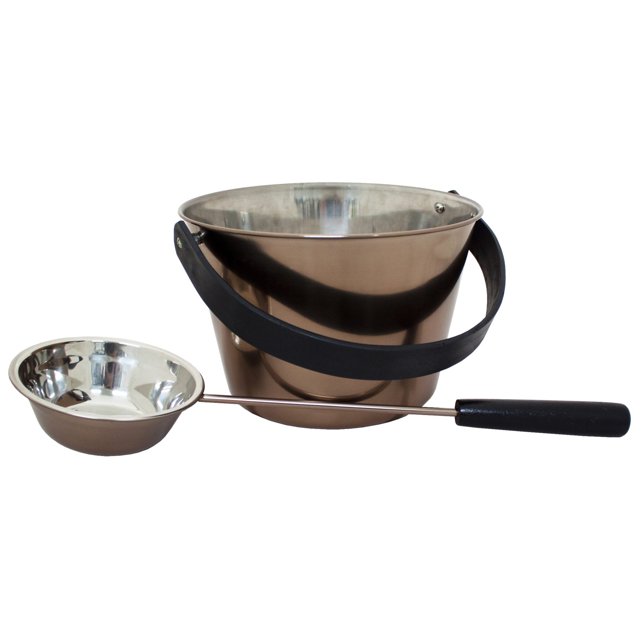 Prosaunas Stainless Steel 1-Gal Sauna Pail w/ Bentwood Handle and Ladle