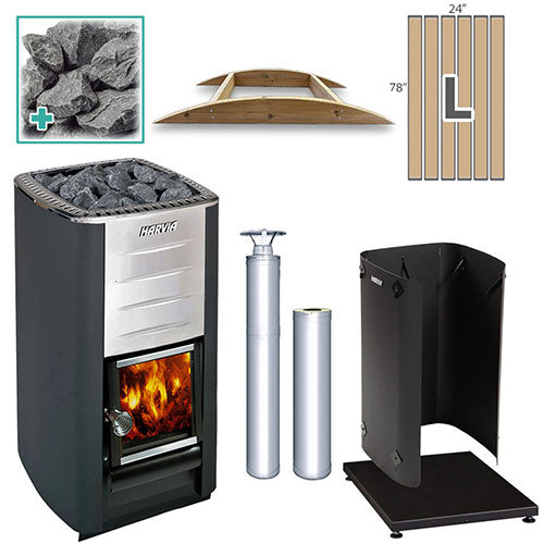 Harvia Wood-Burning Sauna Stove Package, 16.5kW
