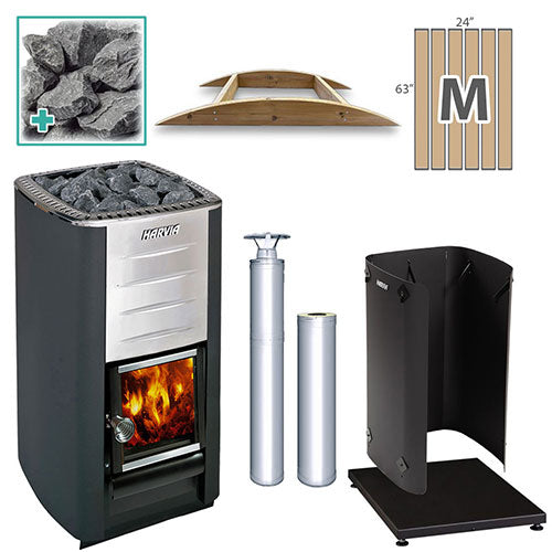 Harvia Wood-Burning Sauna Stove Package, 16.5kW