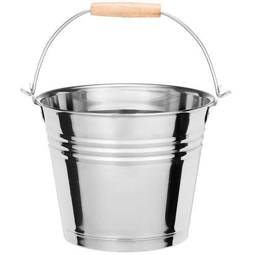 4 Living Collection Sauna Bucket, Steel w/ Curved steel/wooden Handle, 6L