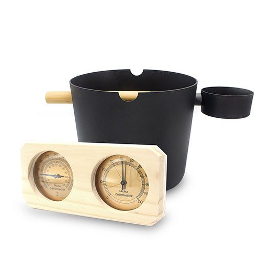 SaunaLife Bucket, Ladle, Thermometer/Hygrometer