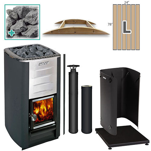 Harvia Wood-Burning Sauna Stove Package, 16.5kW