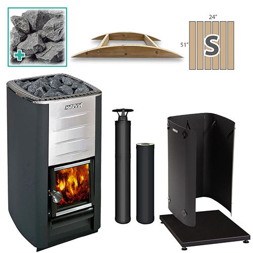 Harvia Wood-Burning Sauna Stove Package, 16.5kW