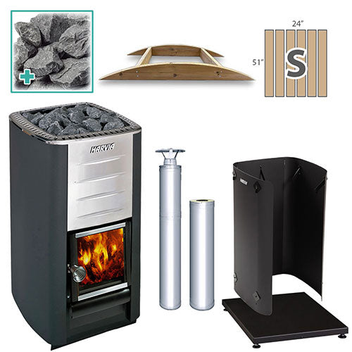Harvia Wood-Burning Sauna Stove Package, 16.5kW