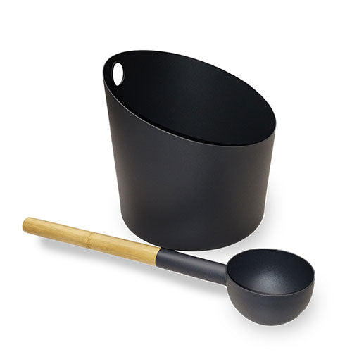 Kolo Sauna Bucket and Ladle Set, Bamboo/Aluminum, 1 Gal