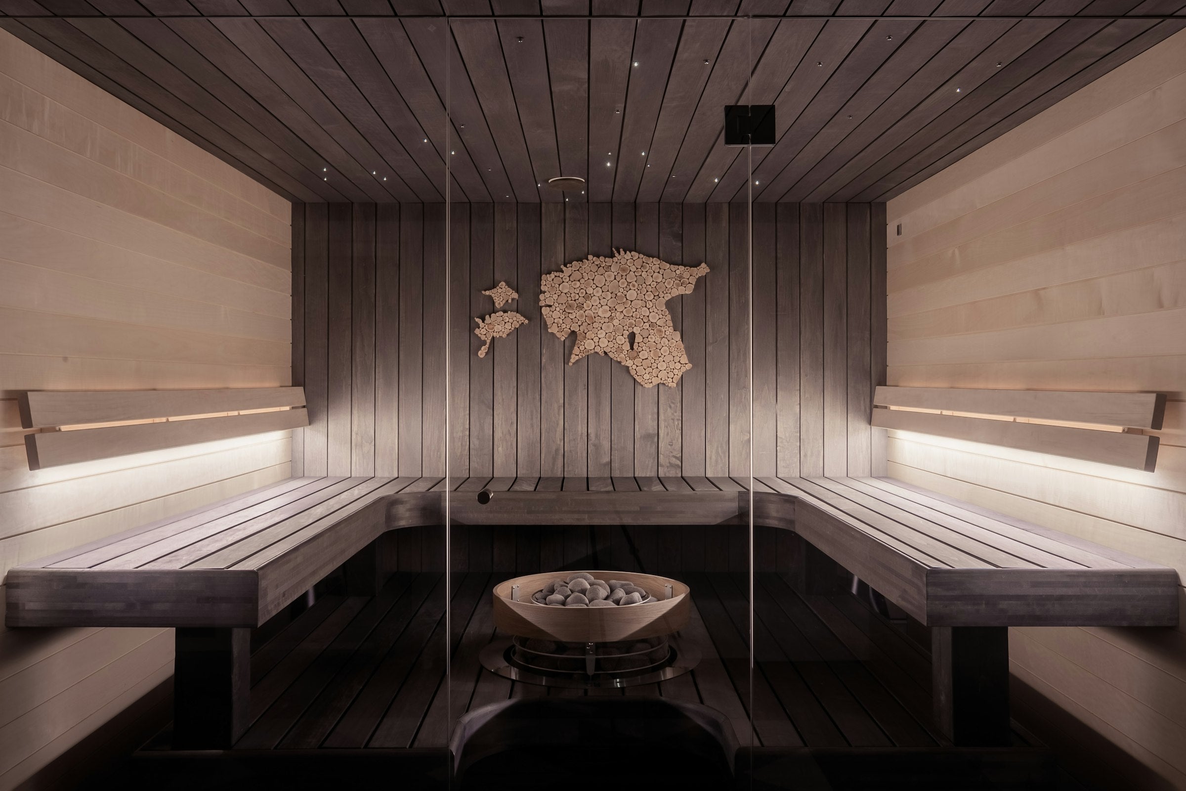 Bright wooden sauna interior