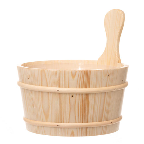 4 Living Collection Sauna Bucket, Spruce, Straight Handle, 4L