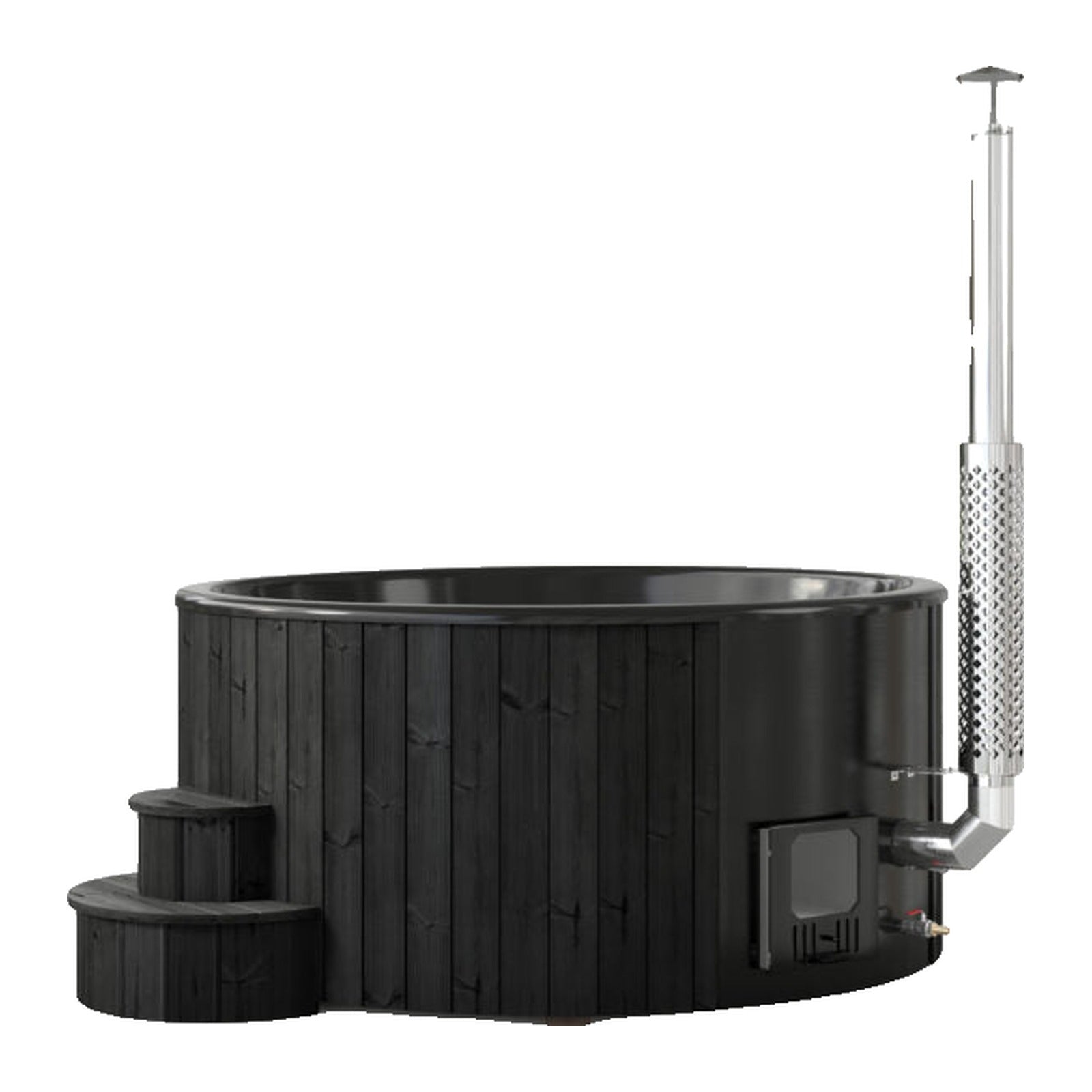 SaunaLife Model S6 Wood-Burning Hot Tub — Black